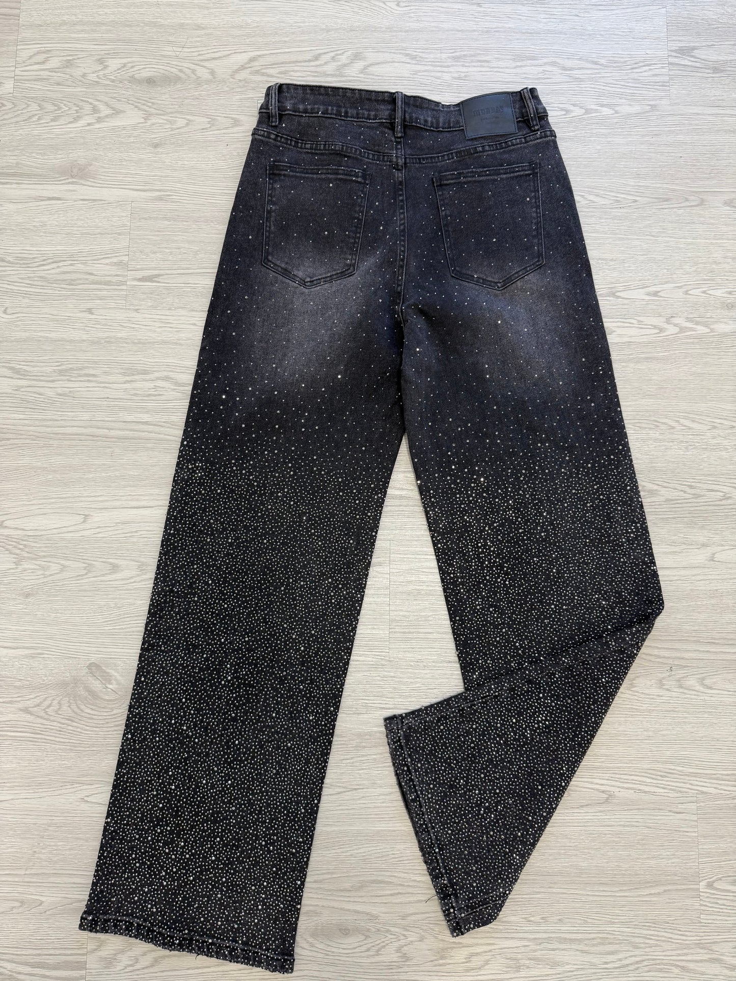 Luxury Rhinestone Embellished Denim Pants