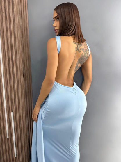 Women’s Elegant Long Dress with Open Back