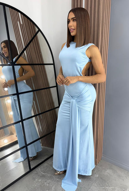 Women’s Elegant Long Dress with Open Back
