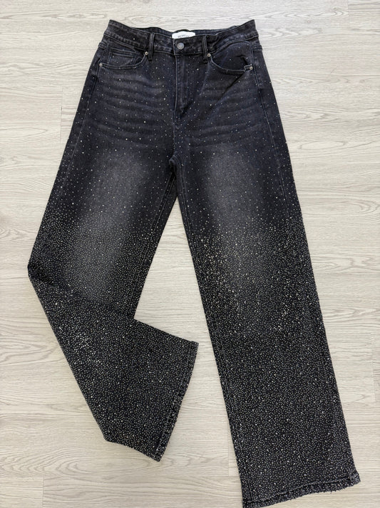 Luxury Rhinestone Embellished Denim Pants