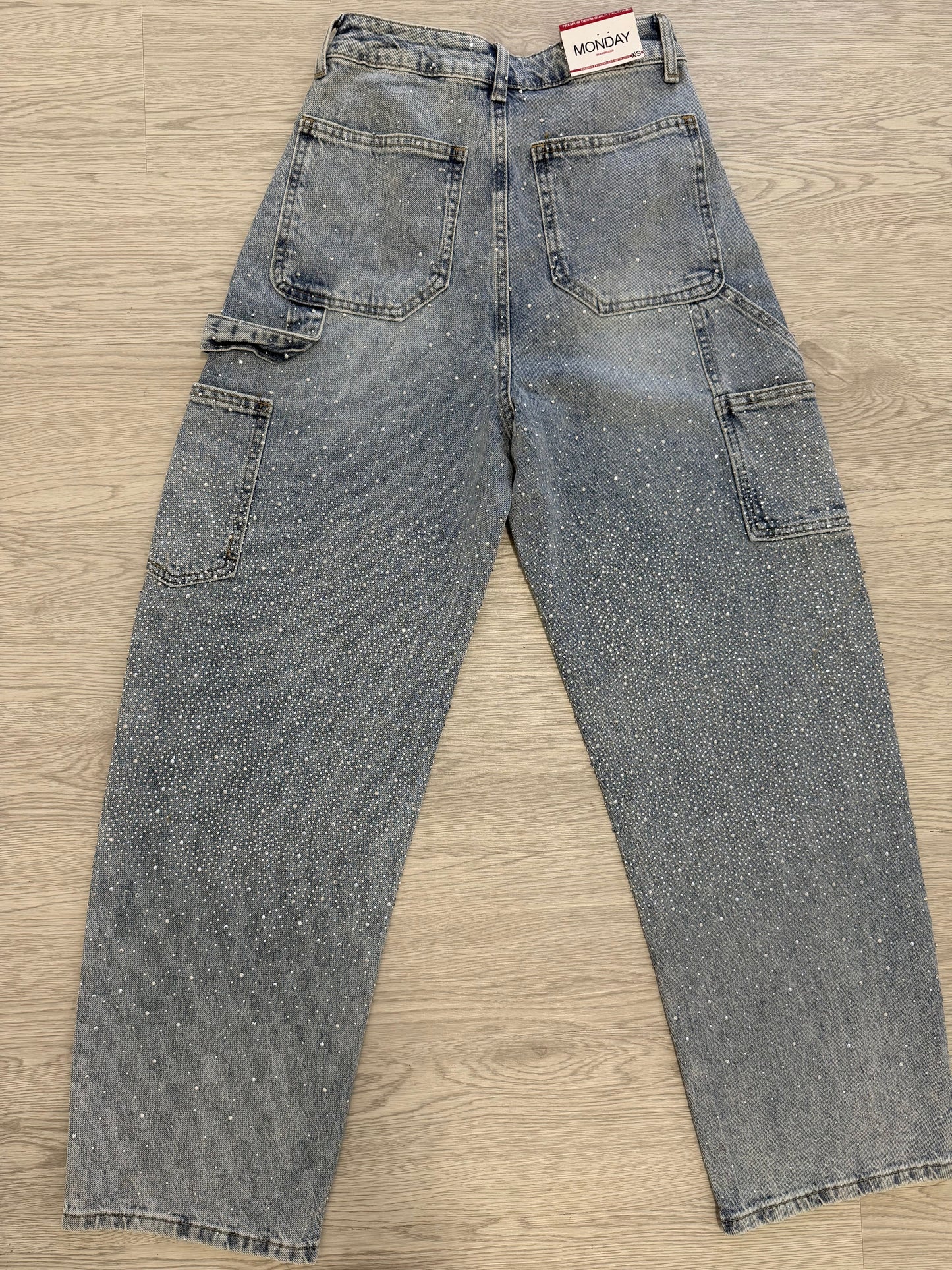 All-Over Rhinestone Denim Jeans