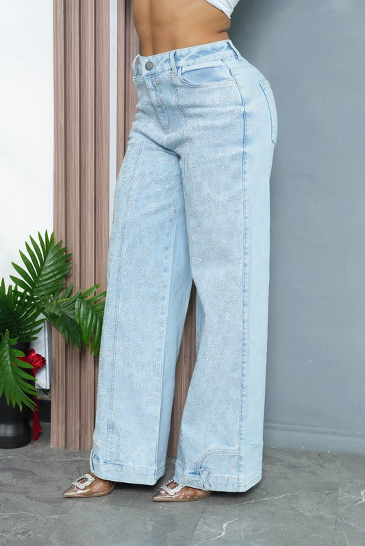 Women Glam Full Rhinestone Jeans